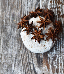 chocolate chip cookies in powdered sugar and star anise Christmas decor