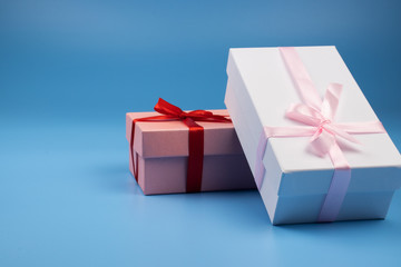 Multi-colored gift boxes.