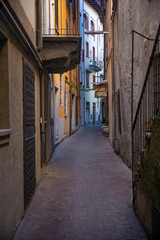 Lago Maggiore Italy.  Verbania. Narrow alley.