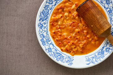 Crushed sea buckthorn on a plate