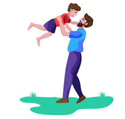 father lifting young son and enjoying