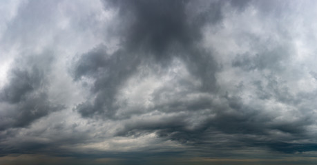 Fantastic dark thunderclouds, sky panorama