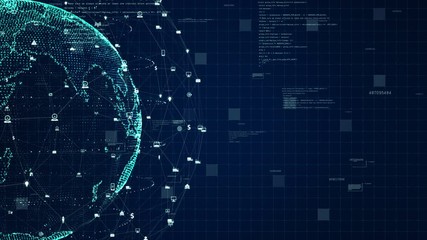 Technology Network Data Connection, Digital Data Network and Cyber Security Concept. Earth element furnished by Nasa.