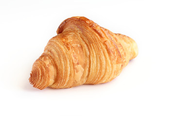 One french croissant isolated on white background