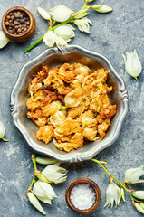 Fried yucca flowers