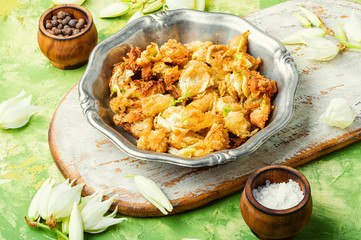 Fried yucca flowers