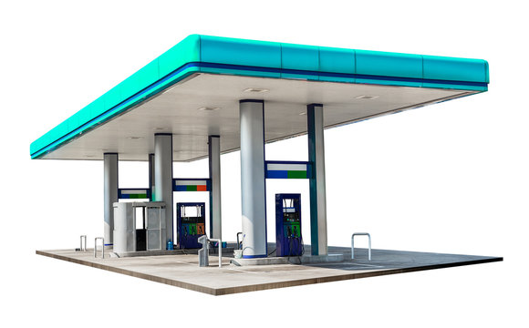 Oil petrol dispenser station isolated on white background