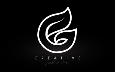 Letter G Monogram Leaf Logo Icon Design with Black and White Colors Vector.
