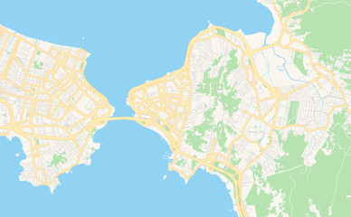 Printable street map of Florianopolis, Brazil