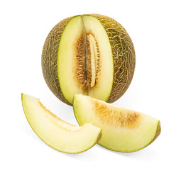 melon slices isolated on white background cutout