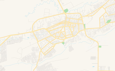 Fototapeta na wymiar Printable street map of Maturin, Venezuela