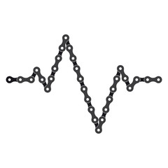 Vector black bike chain. Heart pulse line cardiogram - EKG.