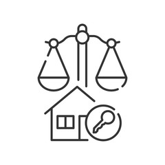 Arbitration court line black icon. Business property concept. Real estate law element. Sign for web page, mobile app