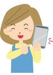 スマホを持つ主婦