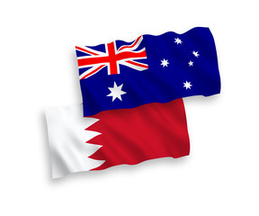 Fototapeta premium Flags of Australia and Bahrain on a white background