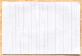 Notebook Lined Paper on wood Background