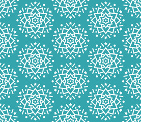 Seamless Christmas Pattern with Snowflakes, Crystals and Stars. Endless Geometric Shape.