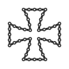 Vector choppers crosses created from black bike chain. Isolated on white background