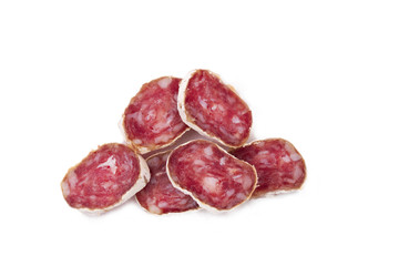 chorizo or meat sausage isolated on white background