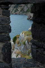 Fototapeta na wymiar Portovenere Ligurie Italy.Coast and rocks Portovenere Ligurie Italy. Mediterranean Sea