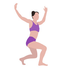 vector, on a white background, without face, in a flat style, the girl is engaged in gymnastics