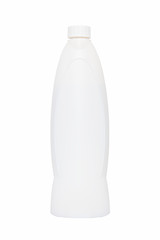 White empty detergent bottle on white background. 