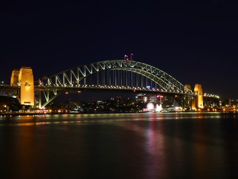 sydney harbour bridge at night