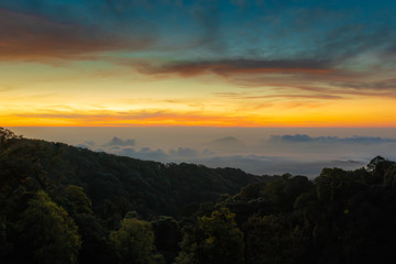 .Morning sunrise at Doi Inthanon, Chiang Mai, Thailand