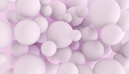 Many balls of different sizes. Abstract children's, cute background. 3D rendering.