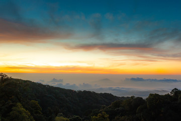 .Morning sunrise at Doi Inthanon, Chiang Mai, Thailand