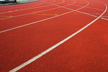 Athletics running track close up