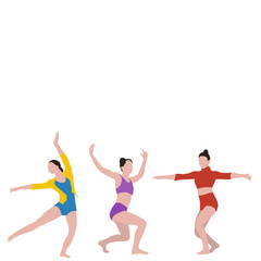 Fototapeta na wymiar a white background, without face, in a flat style, girls dance