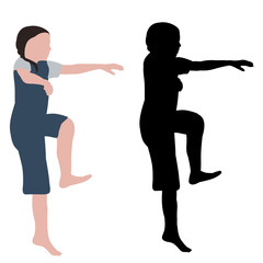 vector, on a white background, dancing girl, no face, flat style with silhouette