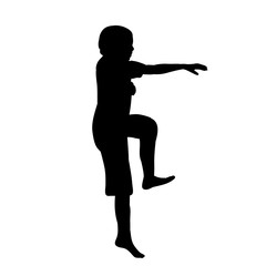 Fototapeta na wymiar vector, on a white background, black silhouette of a child dancing