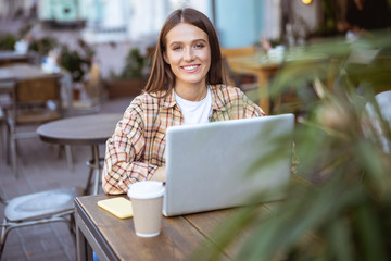 Pretty freelancer beginning her new working day