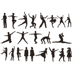 vector, on a white background, dancing girls, silhouette, set, collection