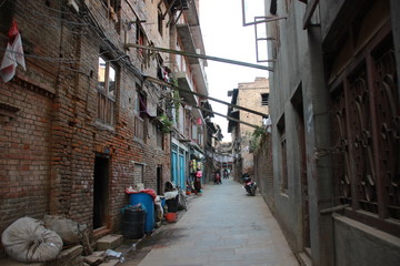 narrow street in old town of Nepal