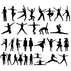 dancing girls, silhouette, set, collection
