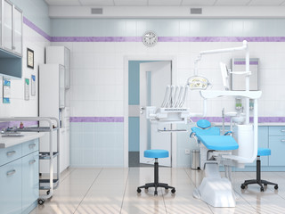 3D rendering modern dentist's office