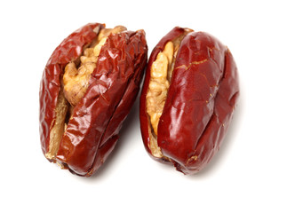 Jujube walnut on white background