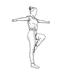 a white background, sketch with lines, dancing girl