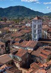 Lucca Tuscany Italy. Roof tops. Panoramic view.