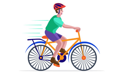 Fototapeta premium boy cycling happily isolated
