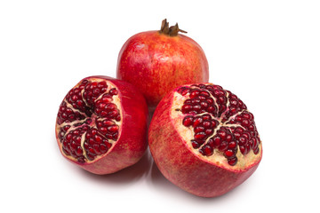 Sweet pomegranate isolated on white background.