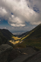 Spectacular mountain road, Romania- Transfagarasan pass crossing Carpathian mountains in summer