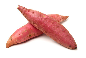 sweet potatoes on the white background