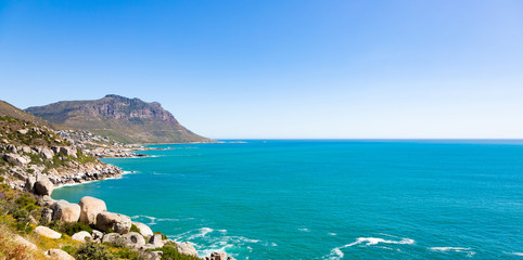 Fototapeta na wymiar Llandudno beach and seaside town of Cape Town