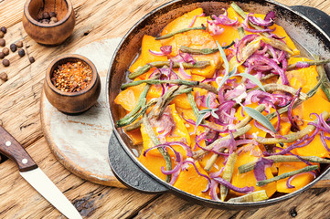 Roasted pumpkin with with vegetables