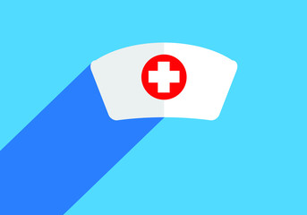 Doctor Cap,Nurse hat icon - Vector isolated on blue background.