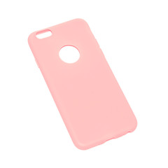 Peach pink phone case on a white isolated background.